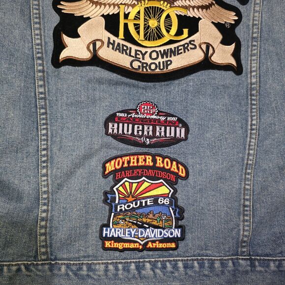Vintage Levis 70507 Trucker Cutoff Vest Jacket Mens 2XL Biker Patches And Pins - Picture 9 of 12